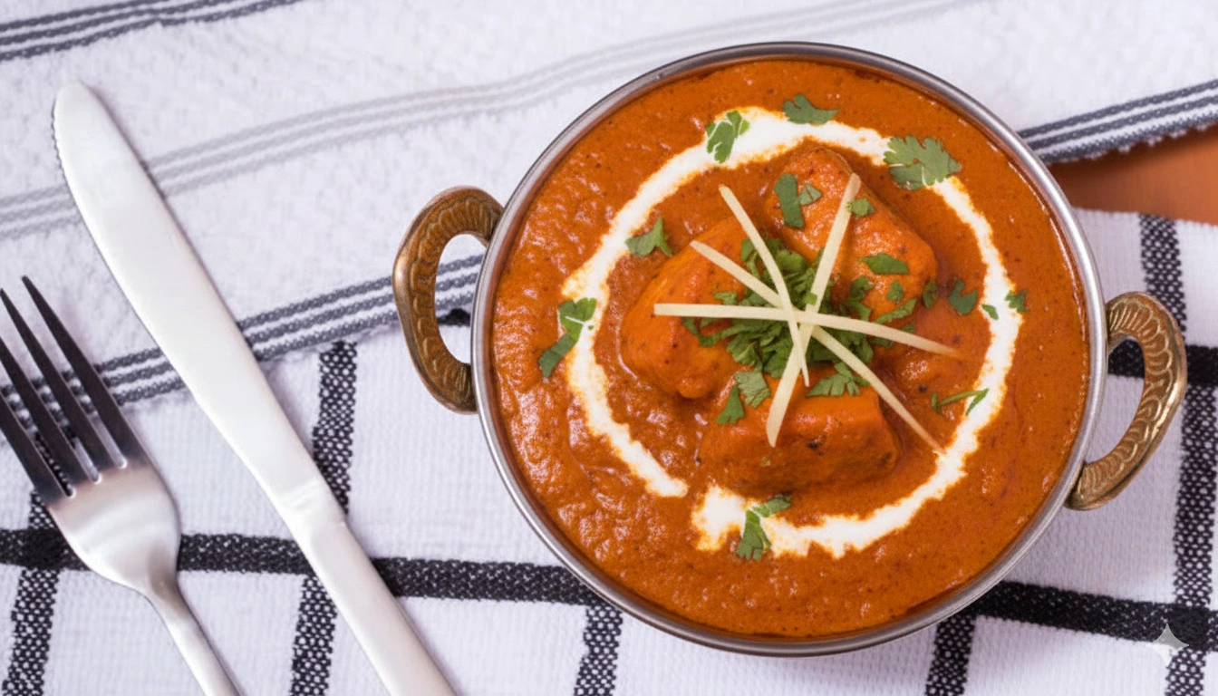 Chicken tikka masala at Shahi Flames St. Boniface Winnipeg - chargrilled chicken in creamy sauce